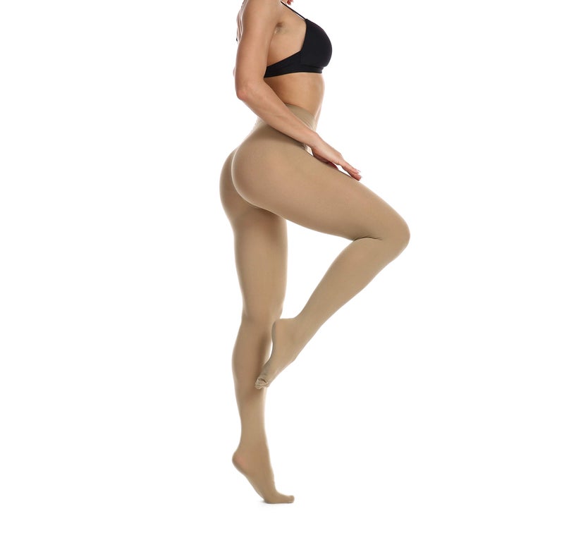 Frola Women's 80 Denier Soft Semi Opaque Solid Color Footed Pantyhose Tights (Large-X-Large, Natural) - Image 3